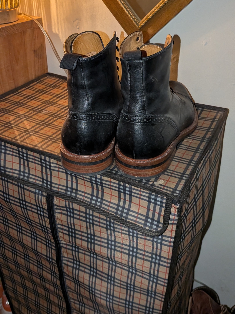 Beckett Simonon Medina Boots Size 12 Men's Black Leather Cap-Toe Lace-Up Boots - Picture 5 of 9